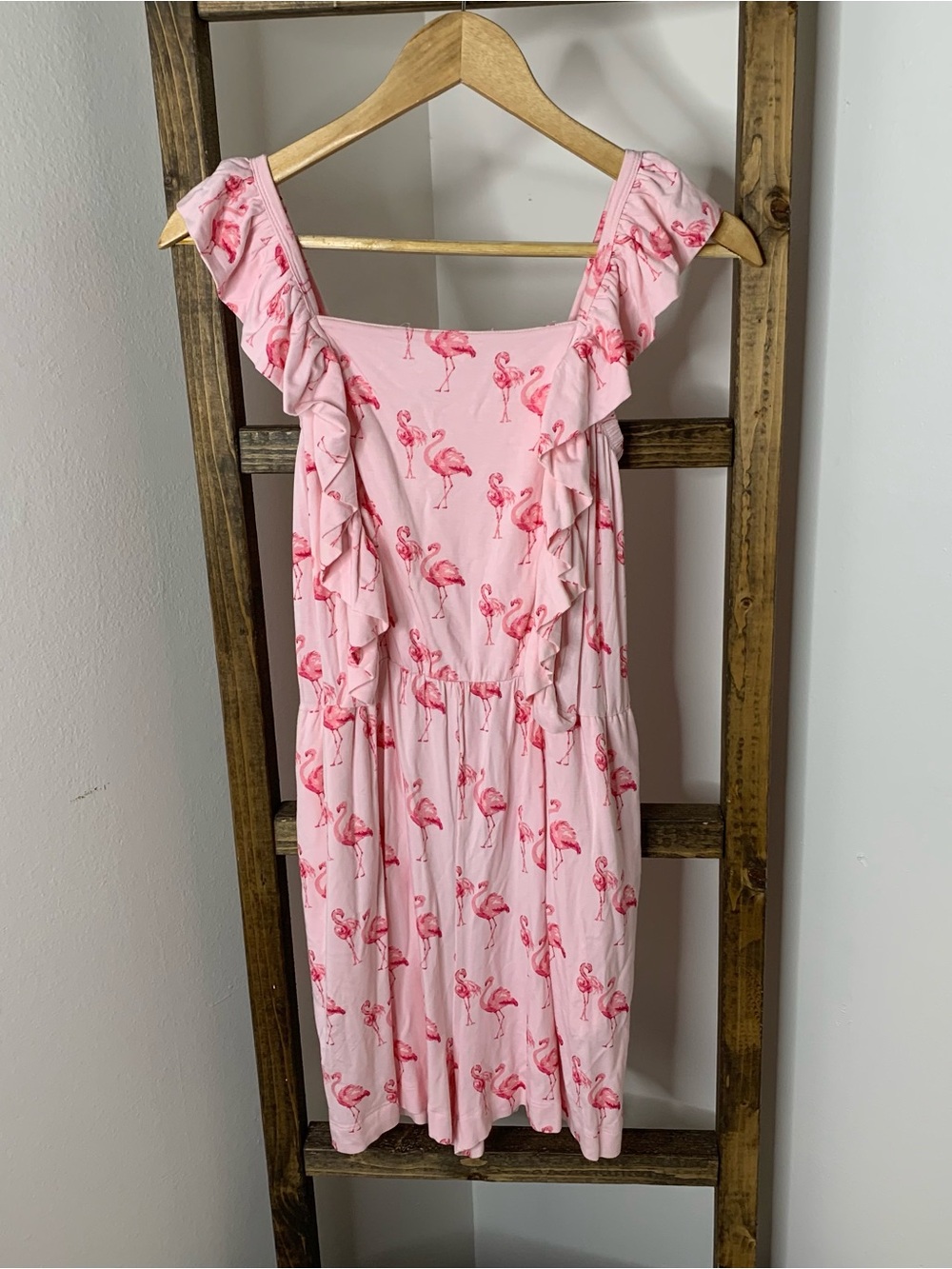 Kate Quinn Pink Flamingo Ruffle Romper Size S